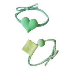 Set 2 elastice de par in forma de inima, 8 cm, Verde, 27BJ Set 2 elastice de par in forma de inima, 8 cm, Verde, 27BJ
