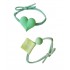 Set 2 elastice de par in forma de inima, 8 cm, Verde, 27BJ