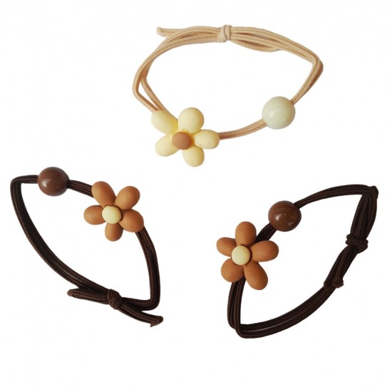 Set 3 elastice de par, Floare, 8 cm, Multicolor, 36BJ Set 3 elastice de par, Floare, 8 cm, Multicolor, 36BJ