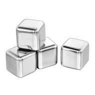 Set 4 Cuburi pentru racirea bauturilor, Argintiu, 2.5 cm, HML54 Set 4 Cuburi pentru racirea bauturilor, Argintiu, 2.5 cm, HML54