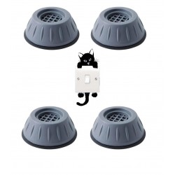 Set de 4 picioare anti-zgomot si antiderapante, suporti amortizare vibratii masina de spalat, amortizoare uscator de rufe, frigider + Sticker decorativ pentru intrerupator