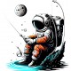 Sticker decorativ, Astronaut, Alb, 60 cm, 1266STK-2 Sticker decorativ, Astronaut, Alb, 60 cm, 1266STK-2