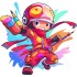 Sticker decorativ Baiat Supererou, Rosu, 63 cm, 1311STK-6