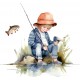 Sticker decorativ, Baiat la Pescuit, Multicolor, 64 cm, 1289STK-5 Sticker decorativ, Baiat la Pescuit, Multicolor, 64 cm, 1289STK-5