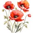 Sticker decorativ, Buchet de Flori Maci, Rosu, 67 cm, 1350STK