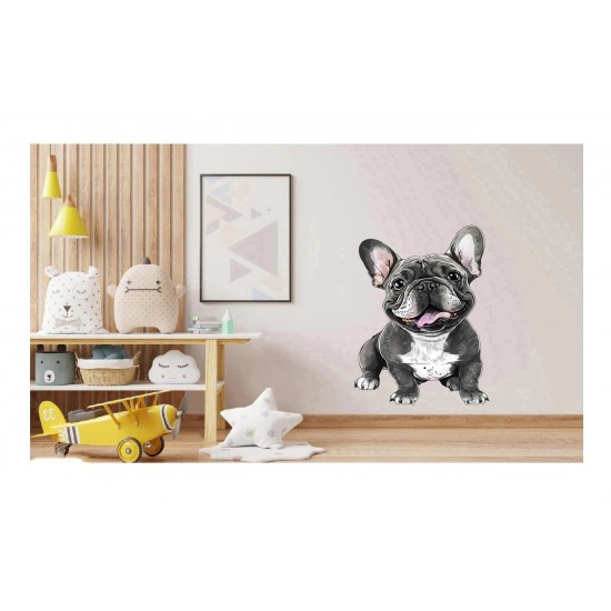 Sticker decorativ, Caine French Bulldog, Negru, 85 cm, 1203STK-1 Sticker decorativ, Caine French Bulldog, Negru, 85 cm, 1203STK-1