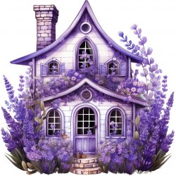 Sticker decorativ, Casa cu Lavanda, Mov, 60 cm, 1361STK-6