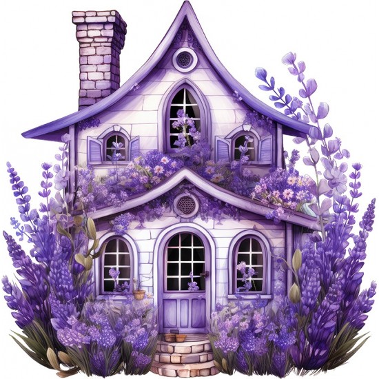 Sticker decorativ, Casa cu Lavanda, Mov, 60 cm, 1361STK-6 Sticker decorativ, Casa cu Lavanda, Mov, 60 cm, 1361STK-6