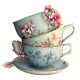 Sticker decorativ, Cesti Cafea, Turcoaz, 60 cm, 1211STK