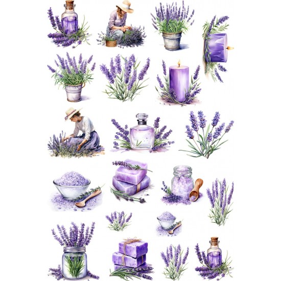 Sticker decorativ, Colaj cu Lavanda, 20 stickere, Mov, 90 cm, 1339STK-15 Sticker decorativ, Colaj cu Lavanda, 20 stickere, Mov, 90 cm, 1339STK-15