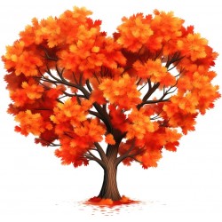 Sticker decorativ, Copac, Portocaliu, 63 cm, 1320STK-1