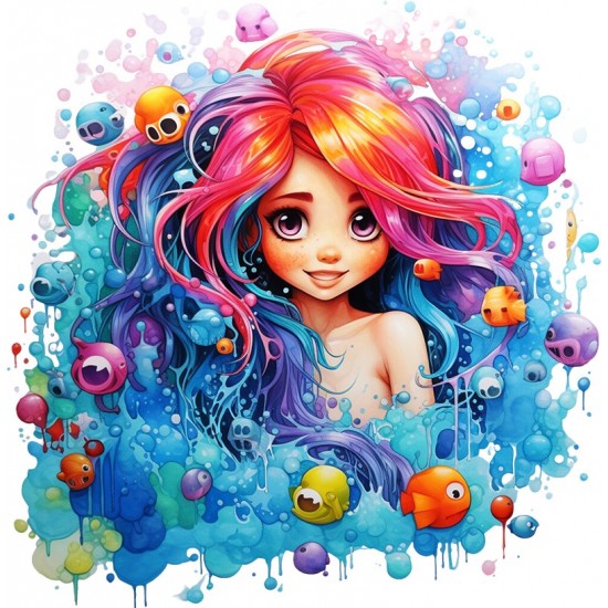 Sticker decorativ, Culori Pastelate, Fata, Albastru, 61 cm, 1347STK-3 Sticker decorativ, Culori Pastelate, Fata, Albastru, 61 cm, 1347STK-3
