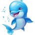 Sticker decorativ, Delfin, Albastru, 65 cm, 1352STK