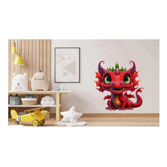 Sticker decorativ, Dragon, Rosu, 62 cm, 1262STK-2 Sticker decorativ, Dragon, Rosu, 62 cm, 1262STK-2