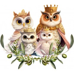 Sticker decorativ, Familia Regal Bufnita, Multicolor, 68 cm, 1295STK