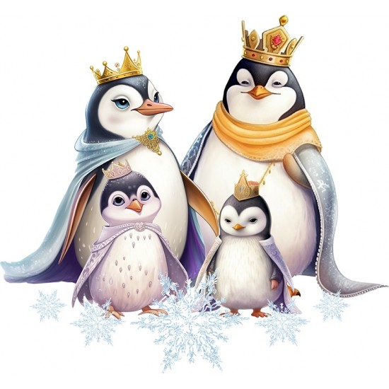 Sticker decorativ, Familia de Pinguini, Alb, 64 cm, 1277STK Sticker decorativ, Familia de Pinguini, Alb, 64 cm, 1277STK