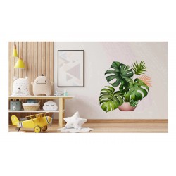 Sticker decorativ, Floare, Verde, 72 cm, 1261STK-6