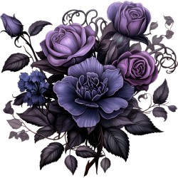 Sticker decorativ, Flori, Mov, 60 cm, 1325STK-1