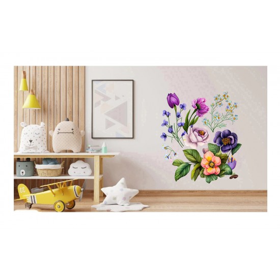Sticker decorativ, Flori, Multicolor, 63 cm, 1216STK-4 Sticker decorativ, Flori, Multicolor, 63 cm, 1216STK-4