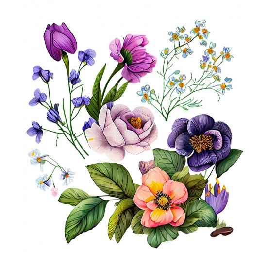 Sticker decorativ, Flori, Multicolor, 63 cm, 1216STK-4 Sticker decorativ, Flori, Multicolor, 63 cm, 1216STK-4