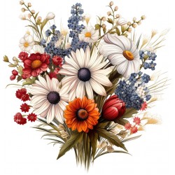 Sticker decorativ, Flori Salbatice, Alb, 62 cm, 1319STK-4