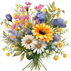 Sticker decorativ, Flori Salbatice, Galben, 60 cm, 1319STK-1