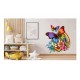 Sticker decorativ, Fluture, Curcubeu si Flori, Multicolor, 68 cm, 1210STK