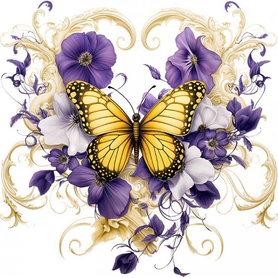 Sticker decorativ Fluture, Galben, 60 cm, 1316STK-3 Sticker decorativ Fluture, Galben, 60 cm, 1316STK-3