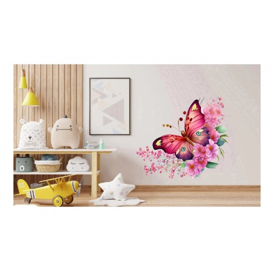 Sticker decorativ, Fluture, Roz, 69 cm, 1209STK-1