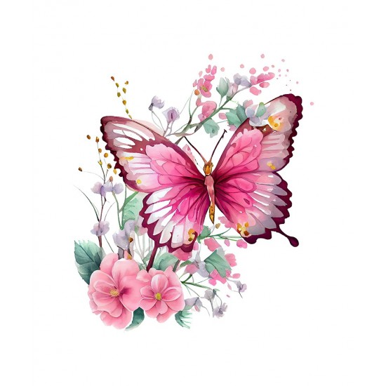 Sticker decorativ, Fluture, Roz, 69 cm, 1209STK-6 Sticker decorativ, Fluture, Roz, 69 cm, 1209STK-6