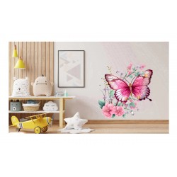 Sticker decorativ, Fluture, Roz, 69 cm, 1209STK-6