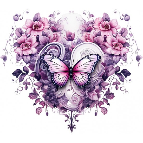 Sticker decorativ Fluture, Roz, 69 cm, 1316STK-1 Sticker decorativ Fluture, Roz, 69 cm, 1316STK-1