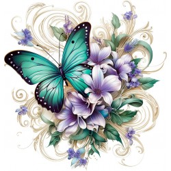 Sticker decorativ Fluture, Verde, 63 cm, 1316STK-4