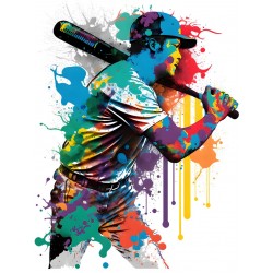 Sticker decorativ, Jucator Baseball, Multicolor, 79 cm, 1335STK-4