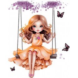 Sticker decorativ, Mica Printesa, Portocaliu, 75 cm, 1292STK-1