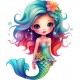 Sticker decorativ, Mica Sirena, Turcoaz, 71 cm, 1344STK