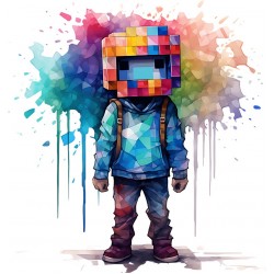 Sticker decorativ, Minecraft, Albastru, 1376STK