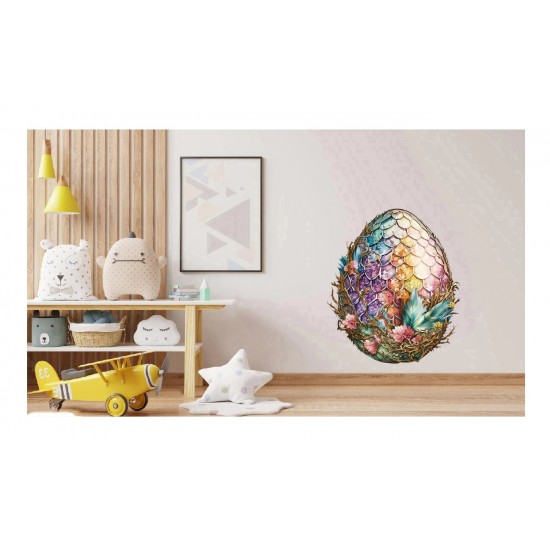 Sticker decorativ, Ou de Dinozaur, Multicolor, 75 cm, 1207STK