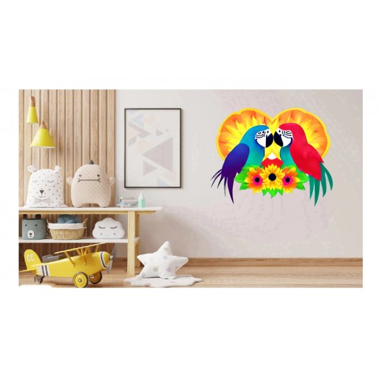 Sticker decorativ, Papagali, Multicolor, 73 cm, 1243STK