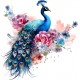 Sticker decorativ, Paun, Albastru, 62 cm, 1345STK