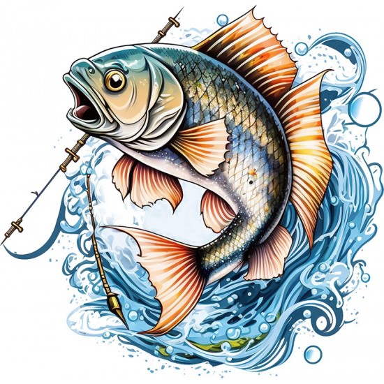 Sticker decorativ, Peste, Albastru, 61 cm, 1273STK-3 Sticker decorativ, Peste, Albastru, 61 cm, 1273STK-3