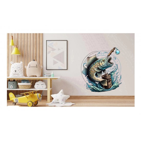 Sticker decorativ, Peste, Albastru, 65 cm, 1273STK-4
