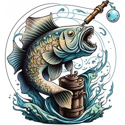 Sticker decorativ, Peste, Albastru, 65 cm, 1273STK-4