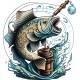 Sticker decorativ, Peste, Albastru, 65 cm, 1273STK-4