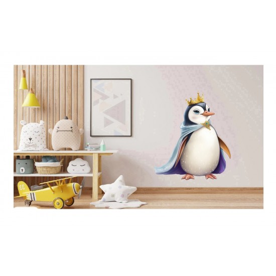 Sticker decorativ, Pinguin Rege, Alb, 69 cm, 1277STK-6
