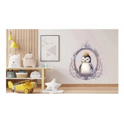 Sticker decorativ, Pinguin Rege, Alb, 74 cm, 1277STK-2
