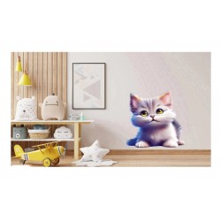 Sticker decorativ, Pisica, Alb, 67 cm, 1218STK