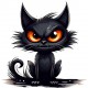 Sticker decorativ, Pisica, Negru, 1366STK-11 Sticker decorativ, Pisica, Negru, 1366STK-11