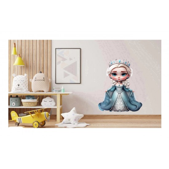 Sticker decorativ, Printesa Elsa, Albastru, 80 cm, 1269STK-1