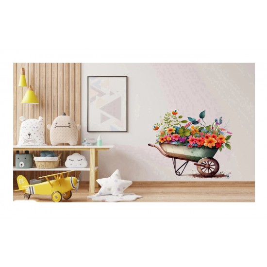 Sticker decorativ, Roaba cu Flori, Multicolor, 62 cm, 1261STK-4